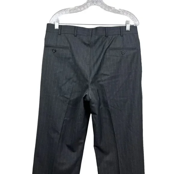 Brooks Brothers Golden Fleece Madison Pants Pleated Cuffed Stripe Gray Men Sz 34 Pants